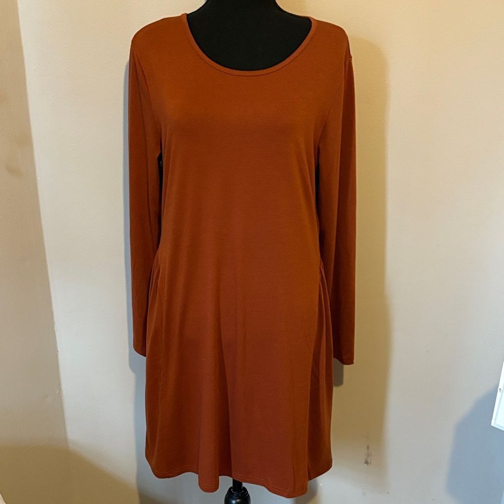 Charmyi Elegant Rust Long Sleeve Dress